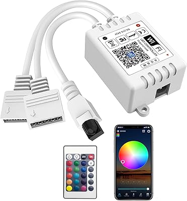 Smart LED controller WiFi RGBW 2 outputs 5 pins with 24 -keys remote control, compatible with Alexa and Google Assistant, Vocal control strips/Application/Music for Android/iOS system, WiFi LED controller only (new).. DIAYTAR NIGERIA delivers more than products - we deliver affordable shopping satisfaction nationwide.
