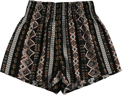 Decatracted shorts for women from Georgeletter with comfortable geometric prints, high waist and wide legs.. DIAYTAR NIGERIA: Your affordable gateway to thousands of products delivered within a week.