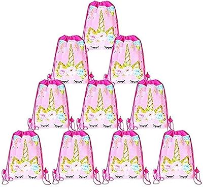 12 unicorn sugared almond bags with tightening cord for party items, birthday, baby shower and Christmas for little girls.. DIAYTAR NIGERIA: Bringing quality products to every Nigerian home at prices everyone can afford.