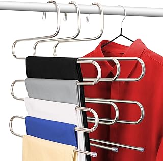 Dowin - S -shaped stainless steel hangers, closet organizer to hang jeans, pants and scarves (14.17 x 14.96 inches, lot of 3) (3 pieces).. Shop confidently with DIAYTAR NIGERIA, offering affordable prices and reliable delivery within a week.