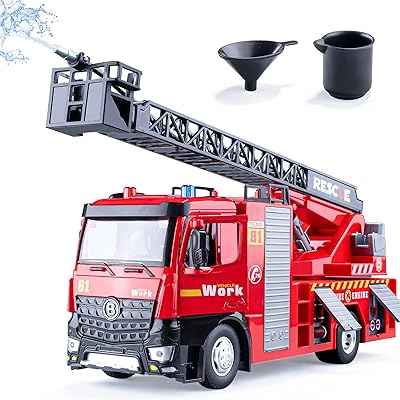 Hapyad fire truck with metal cab, fire truck with lights and mermaid sounds, workwater pump and extensible rotary rescue scale, toy truck supplied by children's and girls friction, 12 \ ".. DIAYTAR NIGERIA makes luxury accessible with our affordable prices and dependable delivery service.