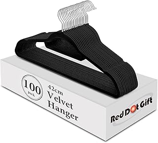 Red Dot Gift® 100 parts Non -slip 42cm Black Velvet Anti -slip With 360 -degree rotary hook - durable and thin - Non -slip for hangers - Pants hangers ... (black, 100 pieces).. Shop without limits at DIAYTAR NIGERIA and receive your purchases at budget prices within the week.