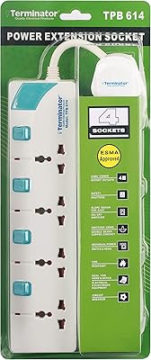 4 -way universal socket Terminator 614, cable length of 3 meters, white.. DIAYTAR NIGERIA connects desire with fulfillment through our affordable e-commerce platform.
