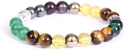 Pyrite magnetic silver bracelet, green adventurine, citrine, precious stones, light quartz, green tiger eye, tiger eye, natural precious stones for men and women, pearl size 8 mm, multicolored by Richaar.. Experience the convenience of boundless shopping with DIAYTAR NIGERIA's affordable platform and quick shipping.
