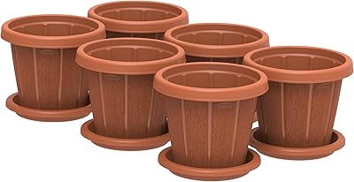 Set of pots of Cosmoplast Cedargreen 16 inch with tray - 6 pieces.. Your budget-friendly online marketplace, DIAYTAR NIGERIA delivers a world of products in just 5-8 days.