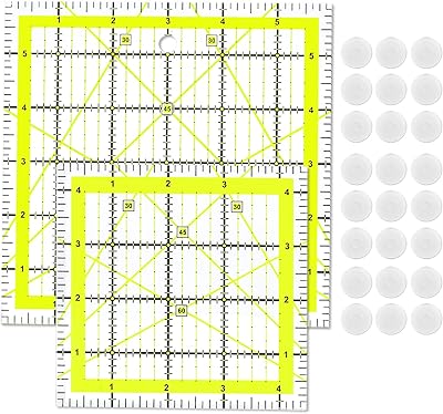 Set of quilting rules, batch of 2 acrylic quilting rules (4.5 \ "x4.5 \")-(6 \ "x6 \"), Square quilting rules, fabric cutting rule, clear brand with non-slip rings for an easy precision cut and artisanal quilting.. Discover the perfect balance of price and convenience with DIAYTAR NIGERIA's nationwide e-commerce platform.