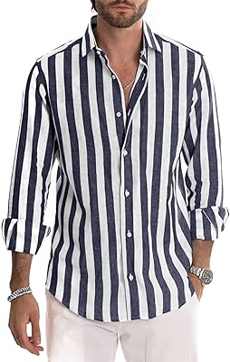 Rela bota striped beach shirts in fashion for men Henley shirts with long sleeves cotton shirts.. DIAYTAR NIGERIA: Your partner in affordable online retail with reliable delivery across the nation.