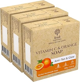 Khadi Essentials Handmade bath soap based on vitamin C plants for nourishing, anti-pigmentation and bright skin with extract from pink Marie and Orange for women and men, without paraben, 100 g (pack of 3).. Shop easy, pay less, get it fast — with DIAYTAR Nigeria.
