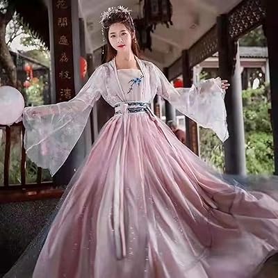 Hanfu traditional Chinese 2022 costume, Cosplay costume of the old Han dynasty for women, show of show on stage, set of Chinese folk dance clothes.. DIAYTAR NIGERIA brings affordable shopping to your fingertips with reliable delivery in less than 8 days.