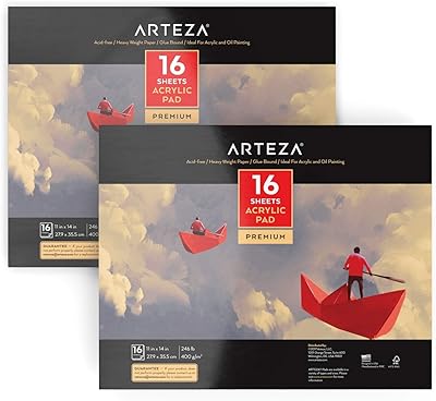 Arteza 11x14? Set of 2, 32 sheets (240 lb/400 g/m2), 16 sheets each, artist's acrylic paper blocks connected by glue, perfect for acrylic paint.. Shop with purpose at DIAYTAR NIGERIA and receive your purchases at unbeatable prices within the week.