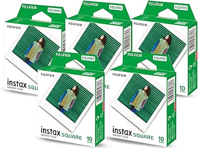 Instax square film with white edges, pack of 5, 50 films.. Shop with purpose at DIAYTAR NIGERIA, where your money goes further and delivery is always prompt.