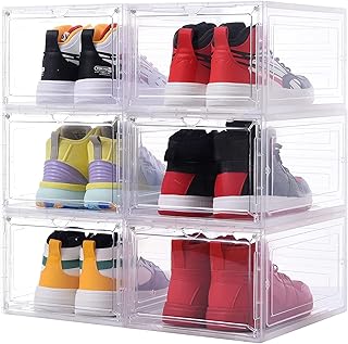 Storage box storage of transparent plastic shoes with lids for women/men 34.5 x 27 x 19 cm (6 pieces).. DIAYTAR NIGERIA: Redefining e-commerce with affordable prices and reliable nationwide shipping.