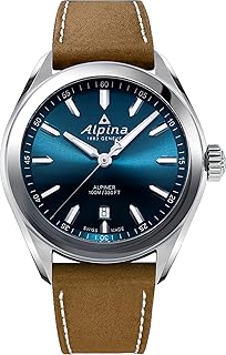 Analog watch for men with Swiss quartz movement and leather bracelet al-240NS4E6, brown, brown, bracelet.. DIAYTAR NIGERIA: Your trusted partner for affordable online shopping with reliable delivery timeframes.