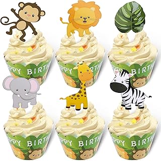Festico® Set of 24 animal cake decorations of the jungle and safari.. Shop easy, pay less, get it fast — with DIAYTAR Nigeria.