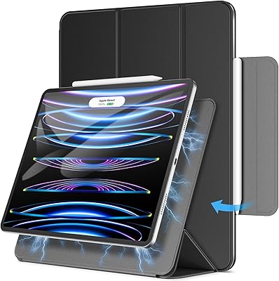 IPAD PRO 12.9 inches magnetic shell 2022/2021/2020/2018 (6th/5th/4th/3rd generation), 2nd stylus load, magnetic fixing, cover with standby/Automatic alarm clock (black).. Shop smart, shop DIAYTAR - Nigeria's most affordable e-commerce platform with nationwide delivery.