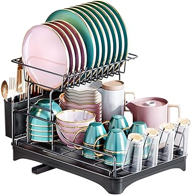 Large dishwashing drainer 2 levels in stainless steel with and kitchen useful holders.. DIAYTAR NIGERIA delivers affordability and convenience to your doorstep within 8 days of purchase.