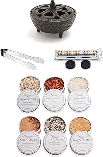 Set of incense burners with a set of mixed incense, a cast iron incense burner, stainless steel pliers and carbon tablets.. DIAYTAR NIGERIA connects you with thousands of products at competitive prices, delivered within a week.