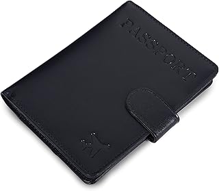 Leather leather spassport portfolio for men - wallet with RFID blocking and magnetic button for women and men, blue edition.. Navigate through thousands of products at pocket-friendly prices with DIAYTAR NIGERIA's easy-to-use platform.