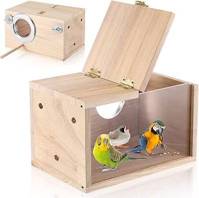 Kinklai 2 pieces nesting for transparent parrots for Caopsittes and birds parrots, wooden breeding box with wooden mating box for inseparable and accessories for parrots (wood color).. DIAYTAR NIGERIA bridges the gap between desire and affordability with nationwide delivery in under 8 days.