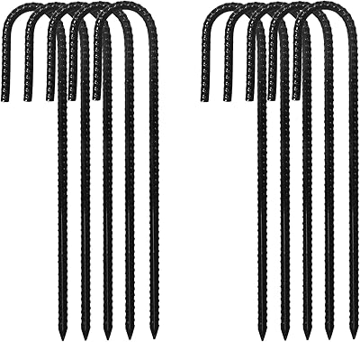 Picts of reinforcement bars, package of 10 stoves robust hook ground in 16 inches for camping tent, trampoline swings and chain mesh fence, black powder coating (black).. DIAYTAR NIGERIA delivers what you want at prices you'll love, all within 5-8 days nationwide.