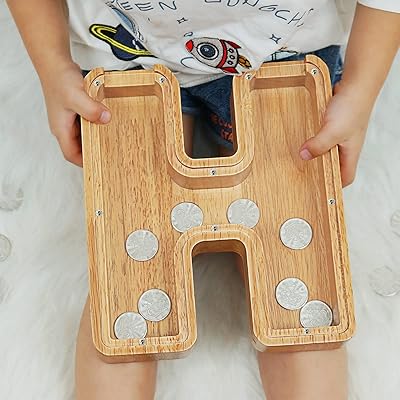 Children's piggy bank boys and girls Large personalized wooden piggy bank with pattern.. DIAYTAR NIGERIA brings the marketplace to your home with budget-friendly prices and nationwide delivery.