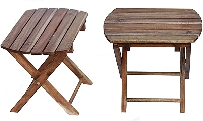 Timberholm outdoor folding side table, size S - 12 "L - Oval table tray - natural acacia wood (oval table tray, walnut).. Fast, affordable, and reliable — that’s the DIAYTAR Nigeria experience.