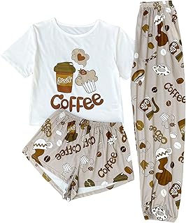 3-piece 3-room pajamas for women consisting of a graphic t-shirt, shorts and pants.. DIAYTAR NIGERIA transforms online retail with unbeatable prices and consistent delivery timeframes.
