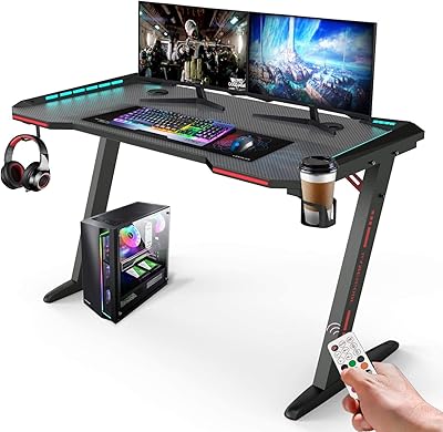 1.2-meter Royal Polar Royal Polar game with remote control and RGB lighting, Z-shaped computer desk for home desk with handle, cup holder and mouse carpet without hook for helmet.. More than a store — DIAYTAR Nigeria is your shopping partner.