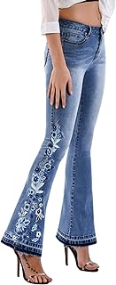 Elegant woman jeans embroidered with flowers, high waist, wide low, long jeans.. Shop across boundaries with DIAYTAR NIGERIA's comprehensive platform and budget-friendly delivery.