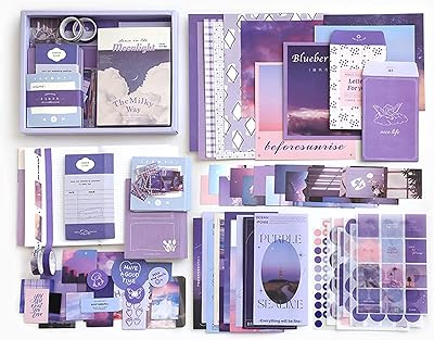 Bullet Junk newspaper Kit Aesthetic Kit Bullet Junk with Journalization, Scrapbooking supplies, Stationery, A6 grid notes book with graphic lines, scrapbooking gift to make yourself (purple).. DIAYTAR NIGERIA: Your partner in affordable shopping with nationwide delivery in just 5-8 days.