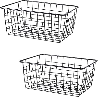 FCG Home metal wire storage baskets, metal wire basket for the organization of the kitchen, the bathroom and the living room (black, 2).. Experience shopping without stress at DIAYTAR NIGERIA's comprehensive and budget-friendly platform.