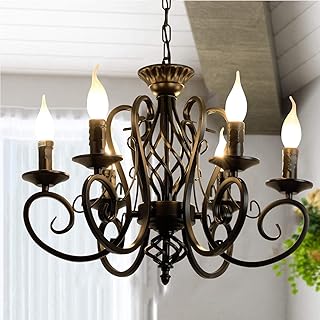 Janeed rustic chandelier with vintage rustic candle holder, 6 wrought iron lights, metal -hanging chandelier lighting for kitchen, dining room, bedroom.. Fast. Reliable. Affordable. DIAYTAR Nigeria is all that and more.