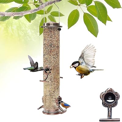 Outdoor bird feeder, bird feeder with 4 food ports, wild bird feeders suspended in stainless steel for garden, backyard, outdoor decoration to attract birds.. No delays, no drama — just fast, affordable shopping with DIAYTAR Nigeria.