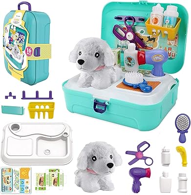 Société Teuvo Set of children's grooming 16 pieces veterinary simulation and dogs.. Shop from anywhere in Nigeria with DIAYTAR's extensive selection and budget-friendly shipping options.