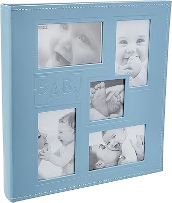 Baby embodied leather photo album, setting sewn by Pioneer Collage, 4 "X 6", 240 photos, light blue.. DIAYTAR NIGERIA transforms dreams into deliveries with our affordable prices and 5-8 day shipping.