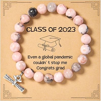 Diploma discount bracelet, girls' gifts, promotion of 2023, gifts for graduates, extensible pearls in pink natural stone, gifts for her.. Shop with ease at DIAYTAR NIGERIA and enjoy our extensive product range delivered at affordable rates.
