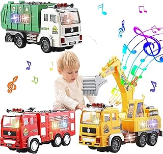 3 toy trucks, bump and go automatic fire truck, garbage truck, toy shovel with lights and sounds, vehicle game set for 1 2 3 4 5 6 7 8 years old, birthday gifts for boys and girls.. Shop with ease at DIAYTAR NIGERIA and enjoy our extensive product range delivered at affordable rates.