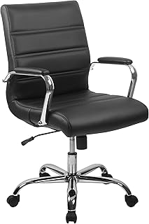 Flash Funnite Flash Direction Chair, Ergonomic Office Chair, Height -adjustable leather seat, chrome arms and tilt locking lever, black.. DIAYTAR NIGERIA: Your partner in affordable online shopping with dependable delivery within 8 days.