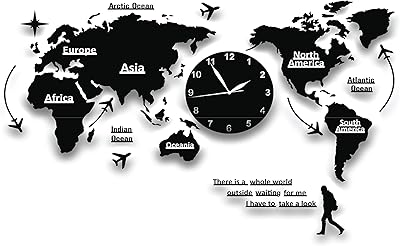 Wall clock map of the world anemos, modern and simple acrylic wall clock, modern hanging clock for the decoration of the house, the bedroom and the desk 160 cm x 91 cm.. DIAYTAR NIGERIA: Connecting Nigerians with affordable products through our expansive e-commerce platform.
