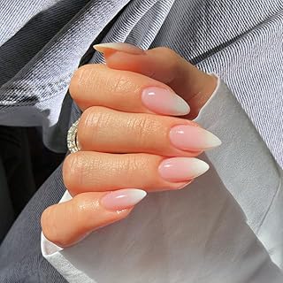 False degraded nails white almond pink, kxamelie acrylic nails to press on stiletto nails shaded in the shape of almond, set of glue on medium length nails for 24 -room manicure.. Transform your online shopping experience with DIAYTAR NIGERIA's affordable and diverse marketplace.