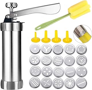 Set of Spritz cookie pistols, stainless steel cookie press kit with 20 cookie discs and 4 cookie machine and churro noisons.. DIAYTAR NIGERIA: Bridging the gap between consumers and quality products with affordable nationwide shipping.