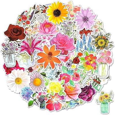 Set of yakdon plastic floral stickers for scrapbooking, laptop, water bottles, mobile phone case, scrapbooking, adults, 50 pieces.. Whether it’s gadgets or groceries, DIAYTAR Nigeria delivers in less than 8 days.