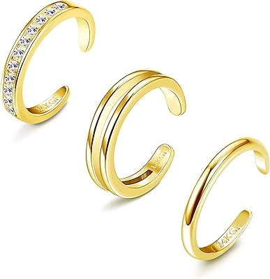 Toe rings filled with gold 14 -carats adjustable open rings set of stone.. DIAYTAR NIGERIA: Your affordable gateway to thousands of products delivered within a week.