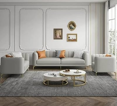 Sofa set of modern gray armchair 1+1+3 furniture living room sofa in house leather.. DIAYTAR NIGERIA: Your partner in affordable online retail with reliable delivery across the nation.