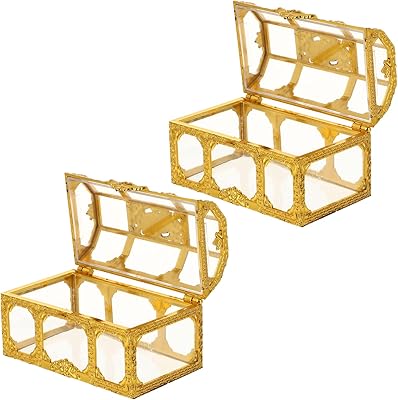 Toyvian Transparent golden treasure chest, birthday party, wedding, crystal jewelry, treasure chest, jewelry storage box, pirate treasure chest, children's treasure chest, pack of 2.. Discover why DIAYTAR NIGERIA is the smart shopper's choice for affordable products delivered nationwide.