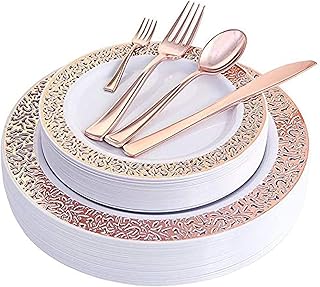 Plastic disposable cutlery set (150 pieces, pink gold).. Get the deals you love and the delivery speed you need at DIAYTAR Nigeria.