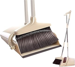 Robust adjustable broom and shovel set - 55 "long handle, 5 layers of broom hair, ergonomic design broom for interior Garage kitchen room office hall entrance hall - (beige and brown).. Shop across categories at DIAYTAR NIGERIA with the confidence of affordable prices and delivery within 8 days.