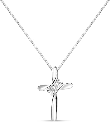 Women's jewelry Diamond necklace 0.05 Carat Cross pendant with diamond chain yellow / white gold 9 carat / gold 375.. Shop smart and save with DIAYTAR NIGERIA's extensive product range and 5-8 day delivery guarantee.