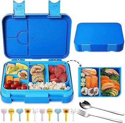 Bento Ggerou boxes for children and toddlers, 710 ml bento lunch box with 6 compartments-Ideal portions for 3 to 7 years, meal with controlled portions for adolescents and adults, without BPA, dishwasher (blue).. DIAYTAR NIGERIA brings the nation's largest product catalog to your doorstep at prices you'll appreciate.