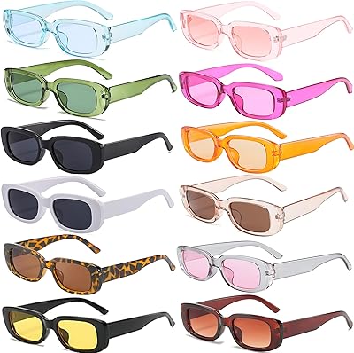 Retro rectangular sunglasses Zemwins for women 12 pieces, sunglasses fashion style years 90s, vintage aesthetic festive sunglasses.. Quality and convenience delivered — shop DIAYTAR Nigeria now.